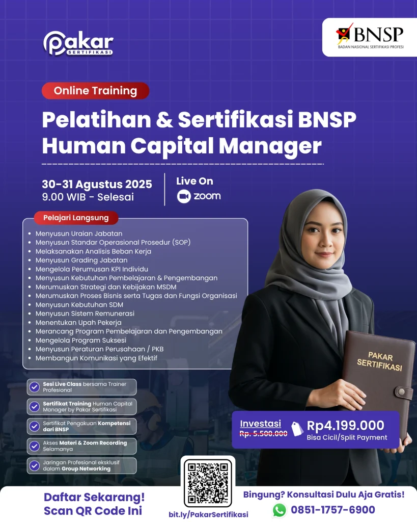 Jadwal Pelatihan & Sertifikasi BNSP Human Capital Manager