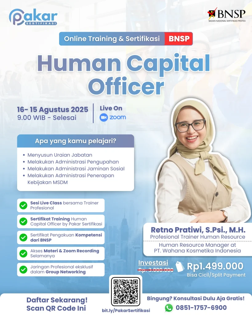 Jadwal Pelatihan & Sertifikasi BNSP Human Capital Officer